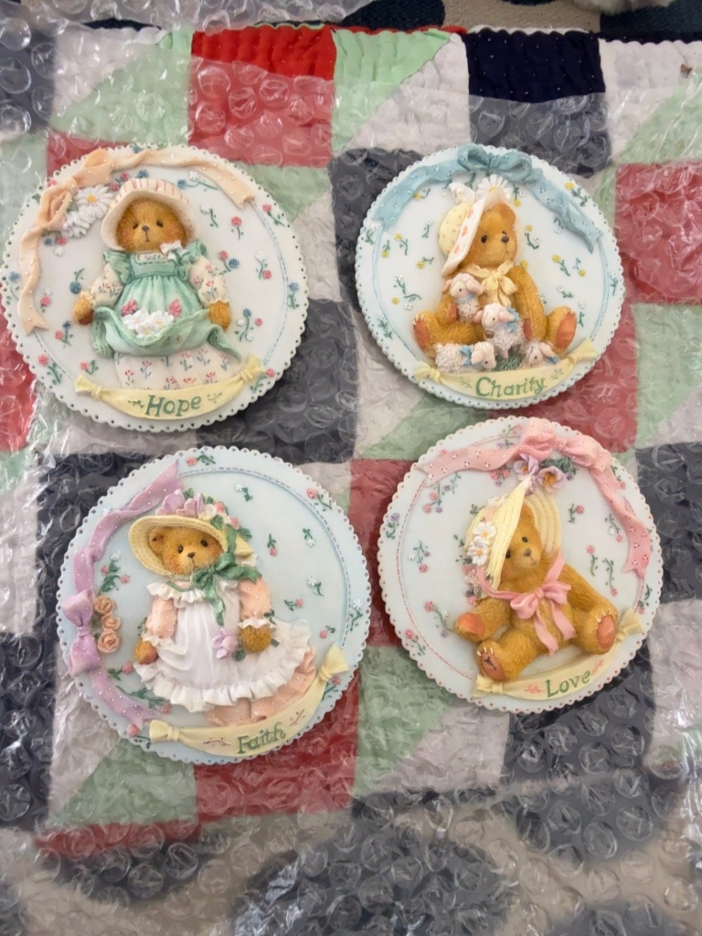 Cherished Teddies resin wall plaques by Priscilla Hillman